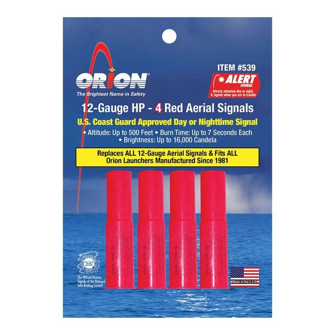 Orion 12 Gauge High-Performance Red Aerial Flare 4 Pack (539)