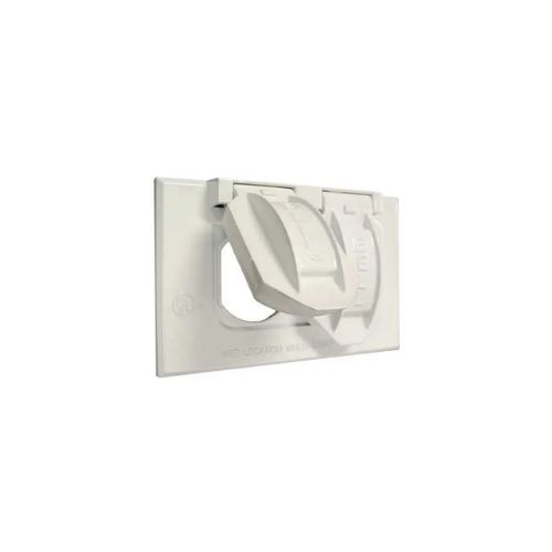 Hubbell Horizontal Weatherproof Cover, Duplex, White - 5180-6
