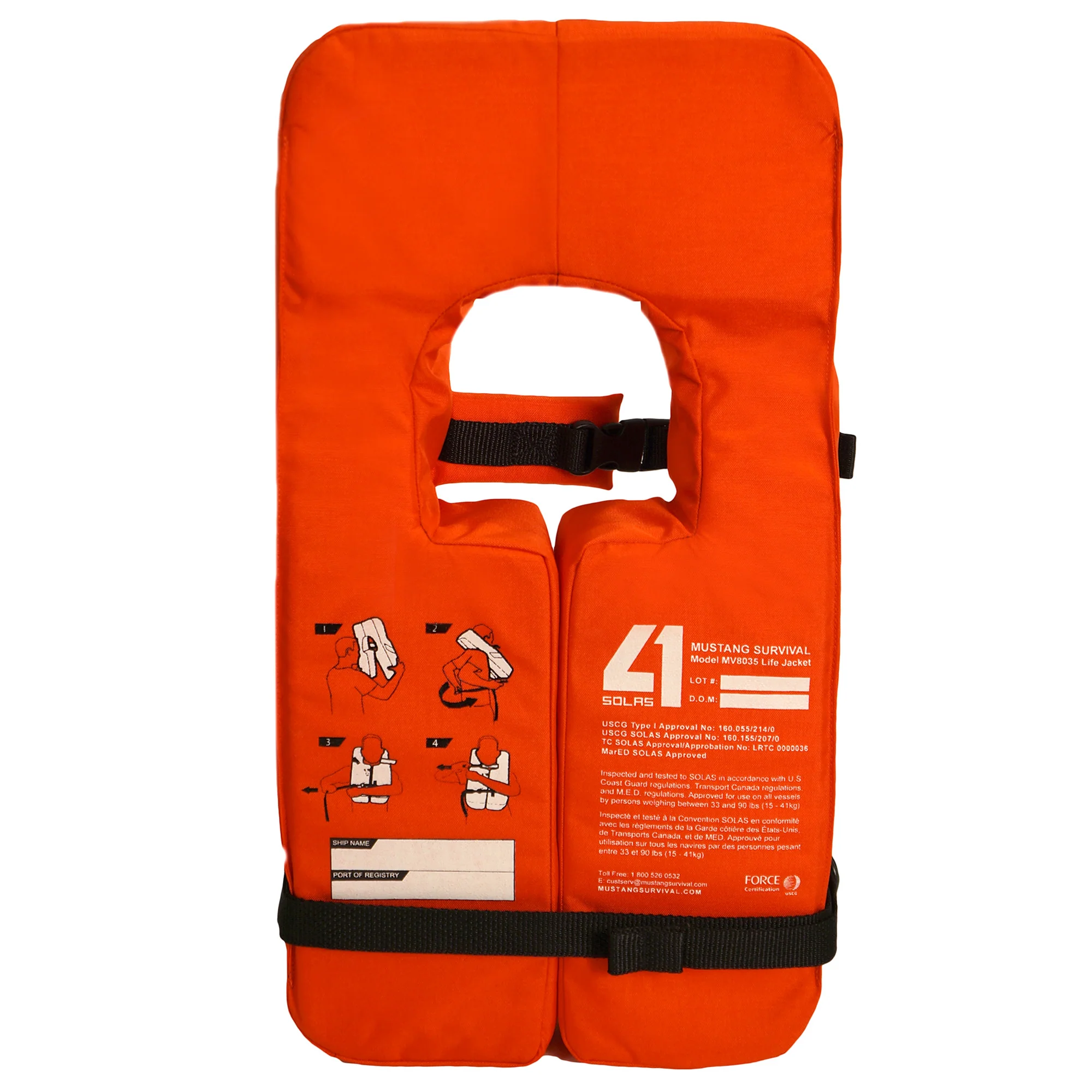 Mustang Survival Type I 4-One SOLAS Life Jacket, Adult (MV8040) - Image 2