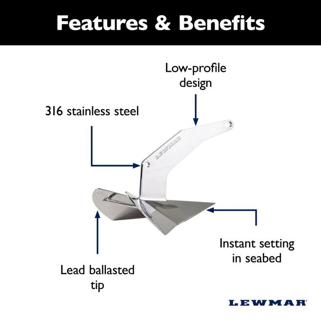Lewmar DTX Stainless Steel Anchor - 70lb (0057232) - Image 3