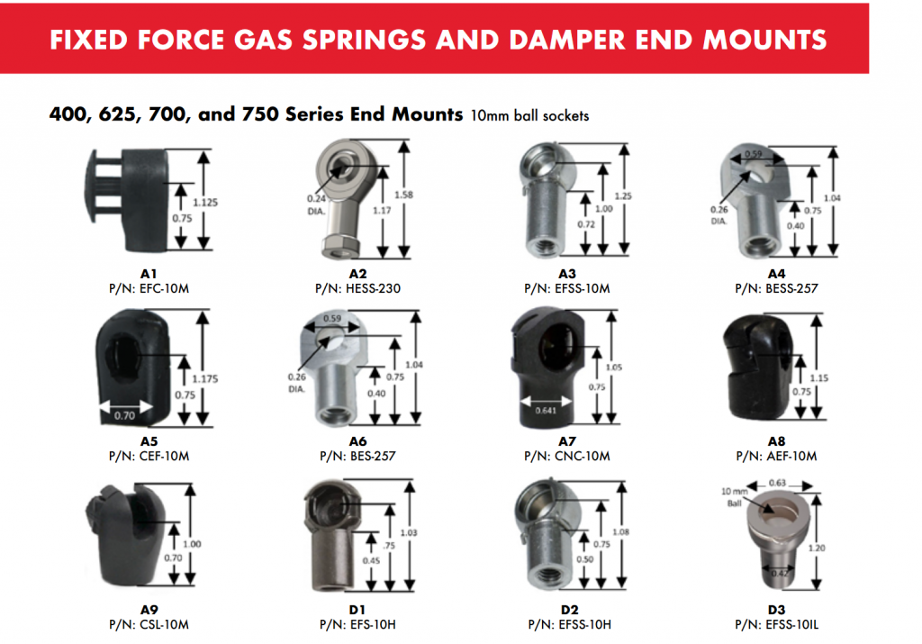 Ameritool 625 Series Fixed Force 15in, 60lb, SS Gas Spring 625660