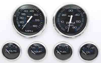 Faria-Beede Gauges Guage Kit-6Pc Blk Ib KTF003 Complete Gauge Sets 606016