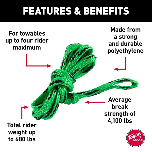Taylor Made Towable Tube Rope 4K, 60 Ft. Long, Supports Four Riders Up...