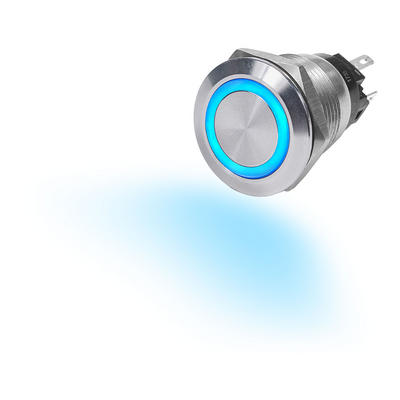 Blue Sea 10A Push Button Blue LED Ring Switch, ON-Off 4160 - Boat ...