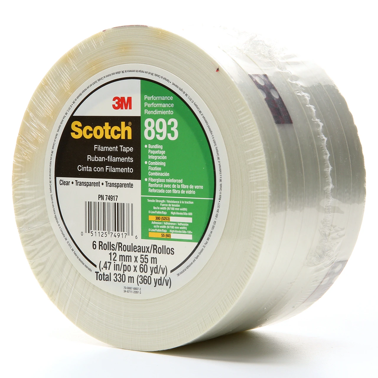 3M Filament Tape #893 Clear - 06938