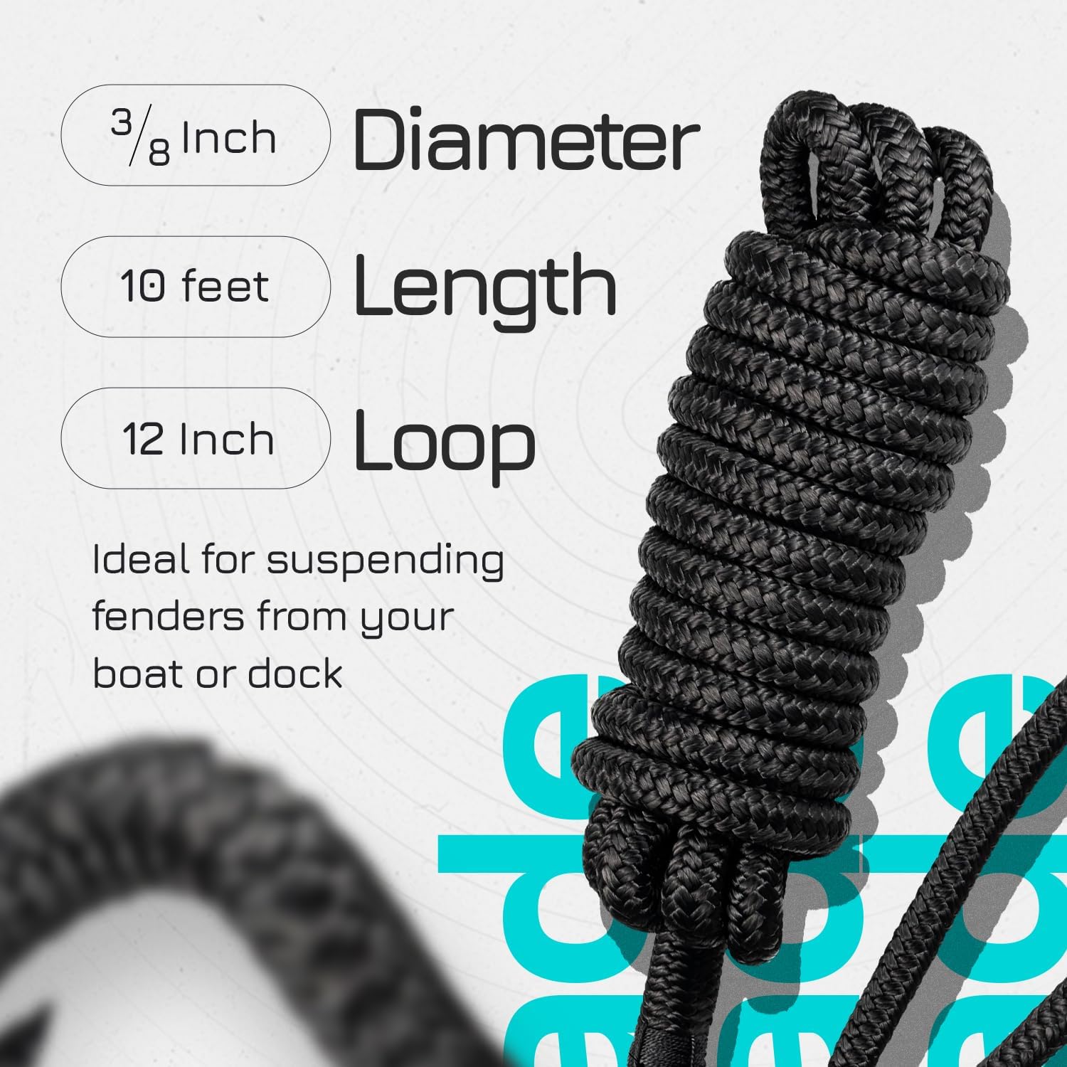 ELITE 3/8" x 10 ft Boat Fender Lines (2-Pack) - Image 2